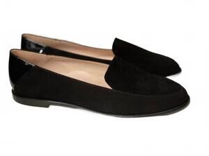 NEW BEBERLIS girl's simple loafers in black suede